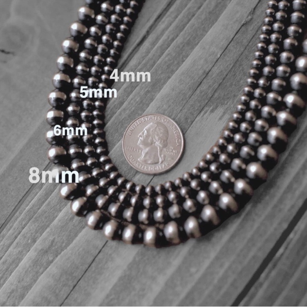 Navajo Pearl Style Sterling Silver Necklace 4mm 16” - Picture 6 of 9